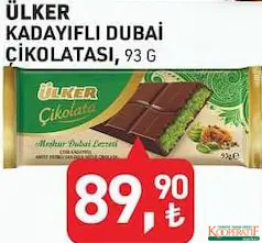 ÜLKER KADAYIFLI DUBAİ ÇİKOLATASI 93 G fiyat ve kampanya bilgisi